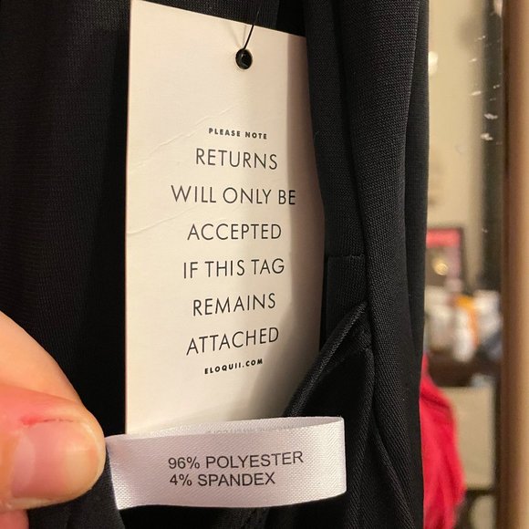 NWT Eloquii Ruched Black Dress with Slit - Picture 6 of 7